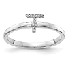 14k White Gold Diamond Initial T Ring