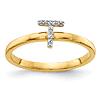 14k Yellow Gold Diamond Initial T Ring