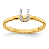 14k Yellow Gold Diamond Initial U Ring