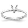 14k White Gold Diamond Initial V Ring