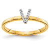 14k Yellow Gold Diamond Initial V Ring