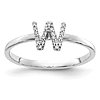 14k White Gold Diamond Initial W Ring