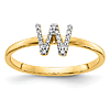 14k Yellow Gold Diamond Initial W Ring