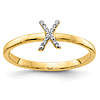 14k Yellow Gold Diamond Initial X Ring