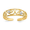 14k Yellow Gold .01 ct tw Diamond Scroll Design Toe Ring