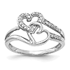 14k White Gold 1/10 ct tw Diamond Intertwined Hearts Ring