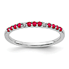 14K White Gold 1/4 ct tw Ruby Stackable Ring with Diamonds