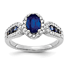 14k White Gold 1.3 ct Oval Sapphire Fancy Ring with Diamonds