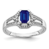 14k White Gold 0.5 ct Emerald-cut Sapphire Ring with Diamonds