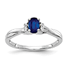 14K White Gold 2/5 ct tw Oval Sapphire Ring with Four Diamonds