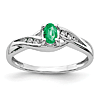 14k White Gold 1/20 ct tw Oval Emerald Ring with Diamonds