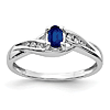 14k White Gold 0.5 ct Oval Sapphire Bypass Ring with Diamond Accents