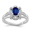 14k White Gold 1 ct Oval Sapphire Ring with Diamonds