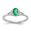 14k White Gold .45 ct Oval Emerald Ring with Diamond Accents