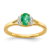 14k Yellow Gold .45 ct Oval Emerald Ring with Diamond Accents