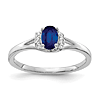 14k White Gold 0.5 ct Oval Sapphire Ring with Diamonds