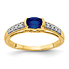 14k Yellow Gold Sideways .66 ct Oval Sapphire Ring with Diamonds