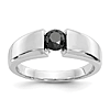 14k White Gold Men's 1 ct Black Diamond Solitaire Ring