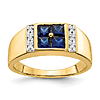 14k Yellow Gold Men's 1.4 ct tw Created Sapphire And Diamond Ring