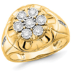 14k Yellow Gold Men's 3/5 ct tw Diamond Cluster Ring
