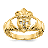 14k Yellow Gold Men's .05 ct tw Diamond Claddagh Ring