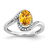 14k White Gold 1 ct Oval Citrine Bypass Ring with Diamonds