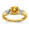 14k White Gold 1 ct Citrine Ring with Diamond Accents