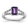 14k White Gold 0.9 ct Emerald-cut Amethyst Ring With Diamonds
