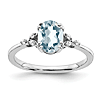 Sterling Silver 1.25 ct tw Oval Aquamarine Ring with Diamonds