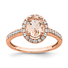 14k Rose Gold 1.2 ct Oval Morganite Halo Ring with Diamond Accents