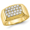 10k Yellow Gold Men's 1.0 ct tw Four Row Lab Grown Diamond Ring