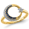 14k Yellow Gold Moon and Star Sapphire Ring with Diamonds