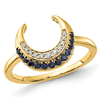 14k Yellow Gold Crescent Moon Sapphire Ring with Diamonds