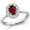 14k White Gold 1 ct Oval Created Ruby and Lab Grown Diamond Halo Ring