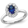 14k White Gold 1 ct Oval Created Sapphire Lab Grown Diamond Halo Ring
