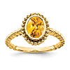 14k Yellow Gold 1 ct Oval Citrine Ring with Beaded Design