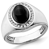 14k White Gold Men's 2.5 ct Oval Onyx Brushed Ring with Diamonds