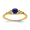 14k Yellow Gold Created Blue Sapphire Celtic Knot Ring