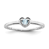 14k White Gold Round Aquamarine Heart Ring