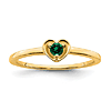 14k Yellow Gold Round Created Emerald Heart Ring