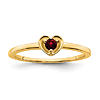 14k Yellow Gold Round Garnet Heart Ring
