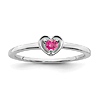 14k White Gold Round Pink Tourmaline Heart Ring