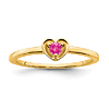 14k Yellow Gold Round Pink Tourmaline Heart Ring