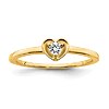 14k Yellow Gold Round White Topaz Heart Ring