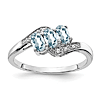 Sterling Silver 0.6 ct tw Oval 3-Stone Aquamarine Ring with Diamonds