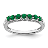 14k White Gold Created Emerald 7-stone Ring With Diamond Accents