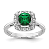 14k White Gold 0.85 ct Created Emerald Ring with Lab Grown Diamonds