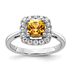 14k White Gold 0.9 ct Cushion-cut Citrine and Lab Grown Diamond Halo Ring