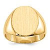 14k Yellow Gold Ladies' Oval Wide Signet Ring with Solid Back