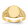 14k Yellow Gold Ladies' Oval Signet Ring with Flowers